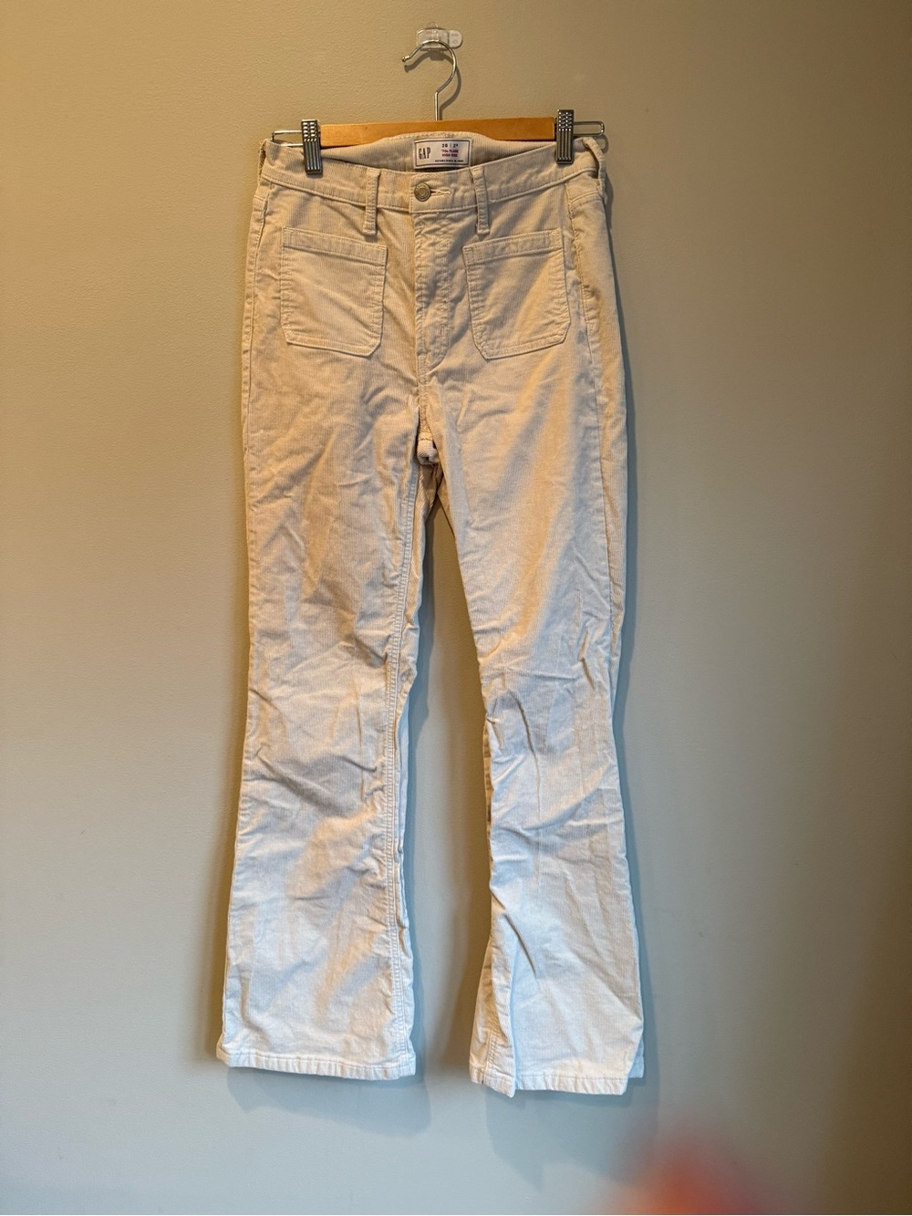 GAP Cream Corduroy 70's Flare High Rise Pants Size 2